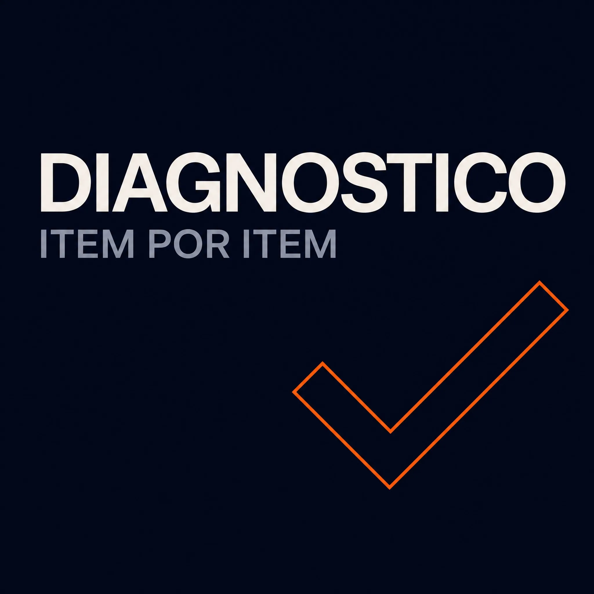 Pôster minimalista: Diagnóstico, item por item, com marca de checagem
